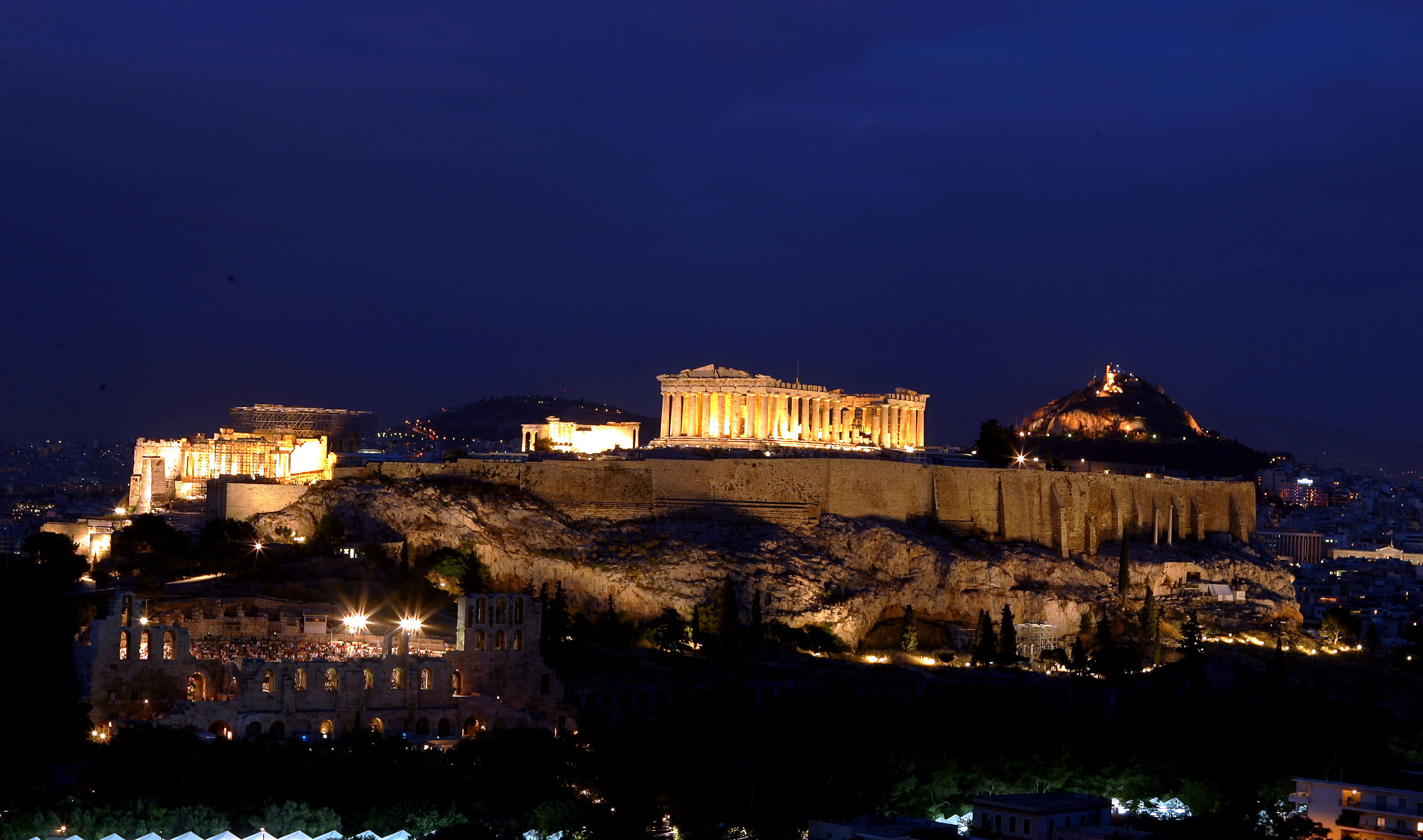 Lighting of the Acropolis of Athens and Lycabettus Hill